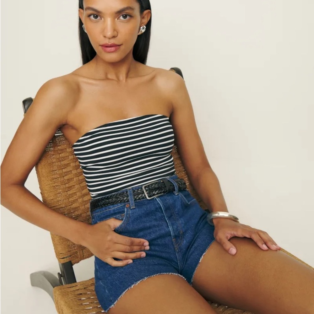 Reformation Black and White Stripe Tube Top (Size Small)